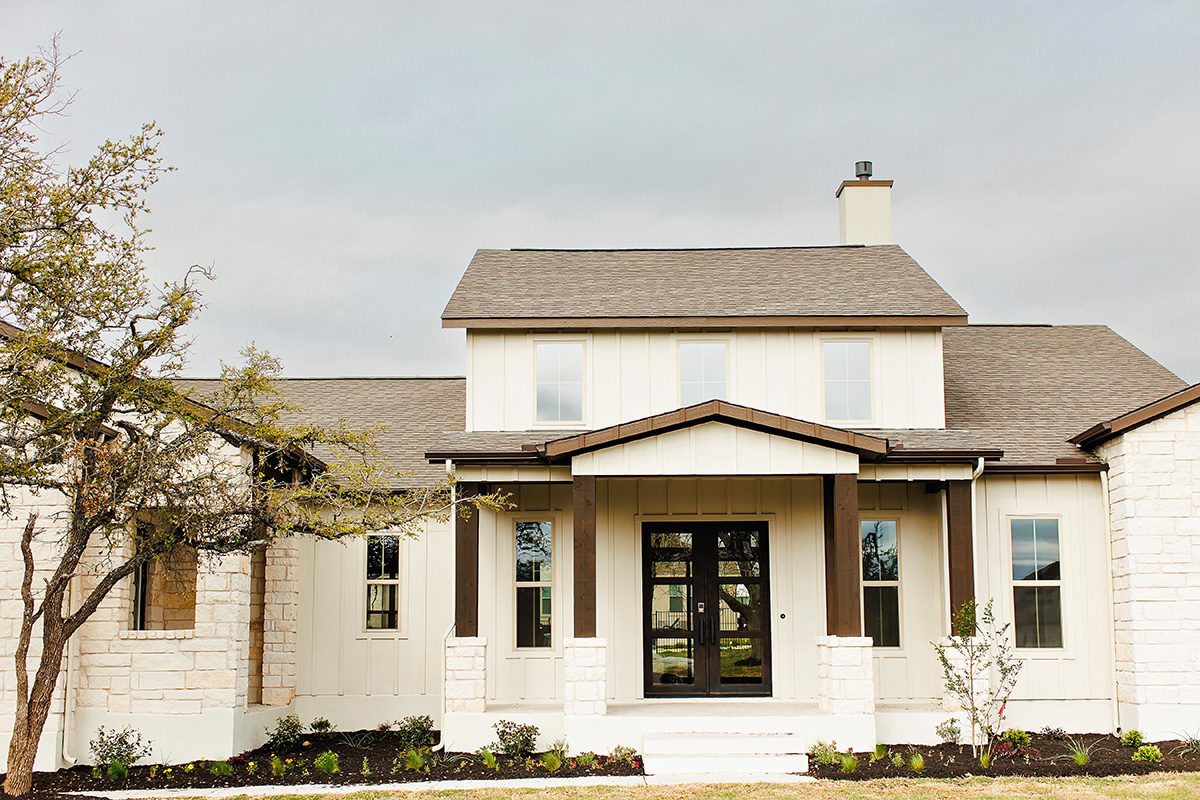 Bunker Ranch neighborhood with mature oak trees, Dripping Springs TX