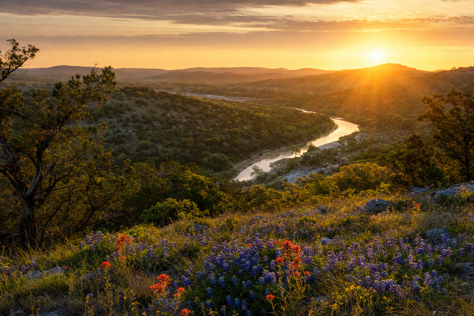 Texas Hill Country at sunrise